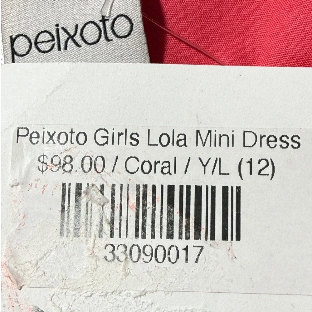 Peixoto Tiered Babydoll Dress Kids Large‎ Pink New Puff Sleeve Button Front